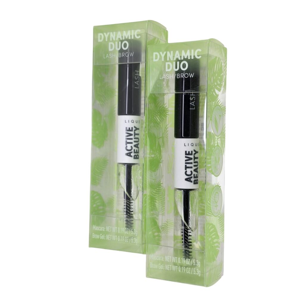 2-Pack Lique Active Beauty Dynamic Duo Lash & Brow Mascara & Gel 0.19oz Each NEW